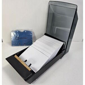 Rolodex Covered Business Card File 100 Blank White AZ Index Tabs Open Box Read